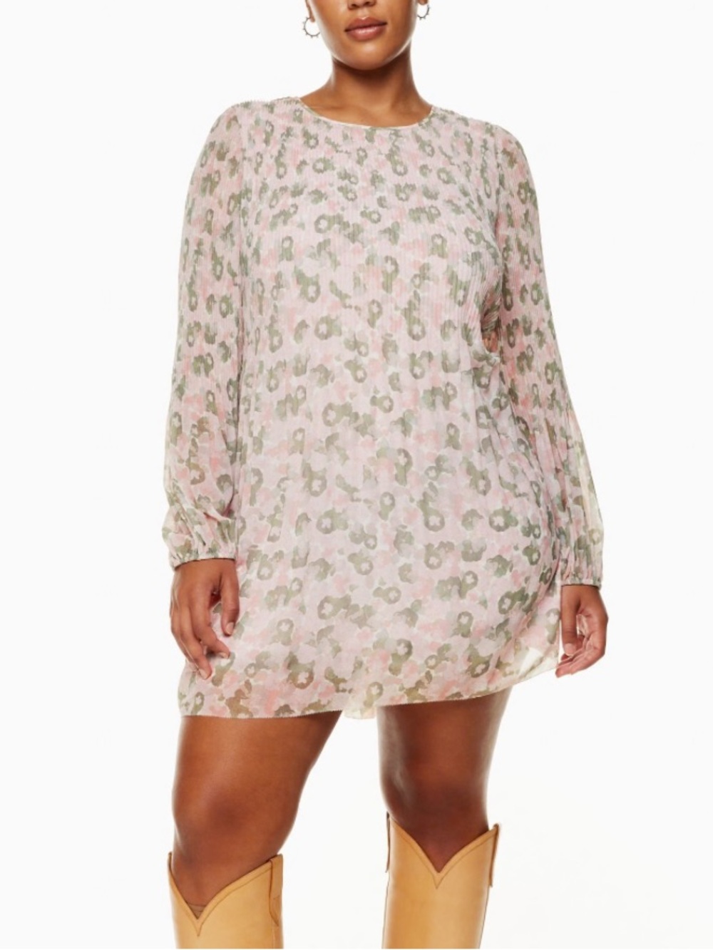 ARITZIA DAYDREAMER MINI DRESS CHIFFON DLORAL LONG SLEEVE SIZE LARGE